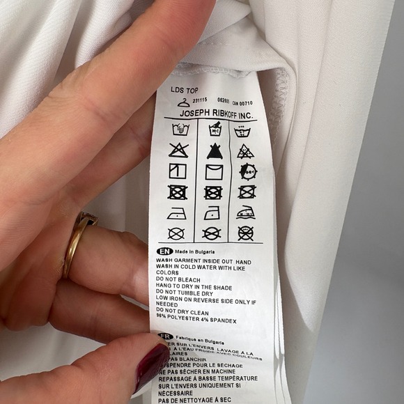 Joseph Ribkoff Women White Asymmetrical‎ Neckline 3/4 Sleeve Tunic Top Size 8 - Picture 3 of 6